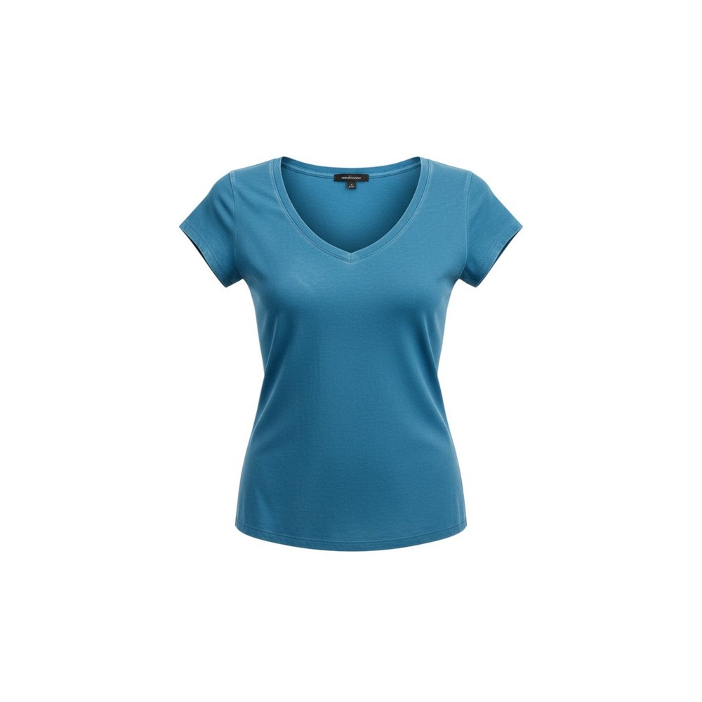 Ambiance V-Neck T-Shirt Womens Medium Blue Short Sleeve Cotton Blend 65000